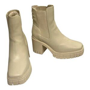 MIA Deva Ivory Malta Platform Block Heel Pull On Boots Women's size 7.5 M